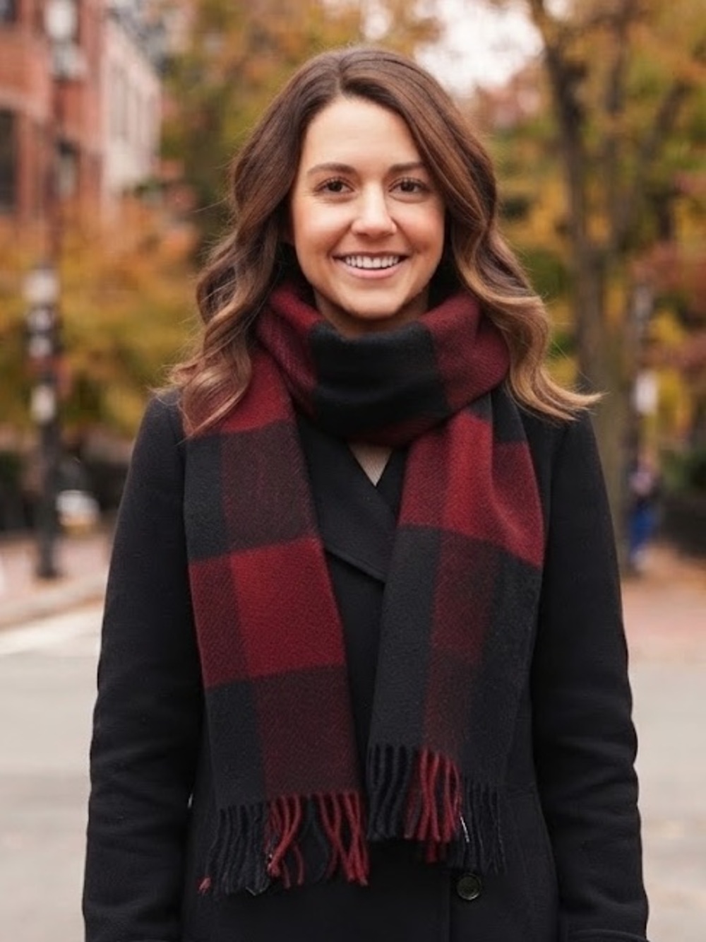 Coach Classic Red and Black Plaid Winter Scarf - #170